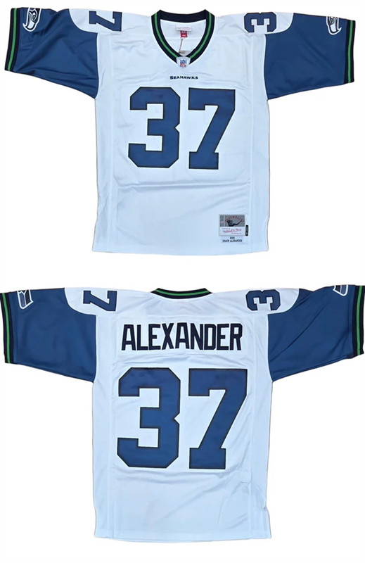 Men's White Seattle Seahawks #37 Shaun Alexander Stitched Football Jersey